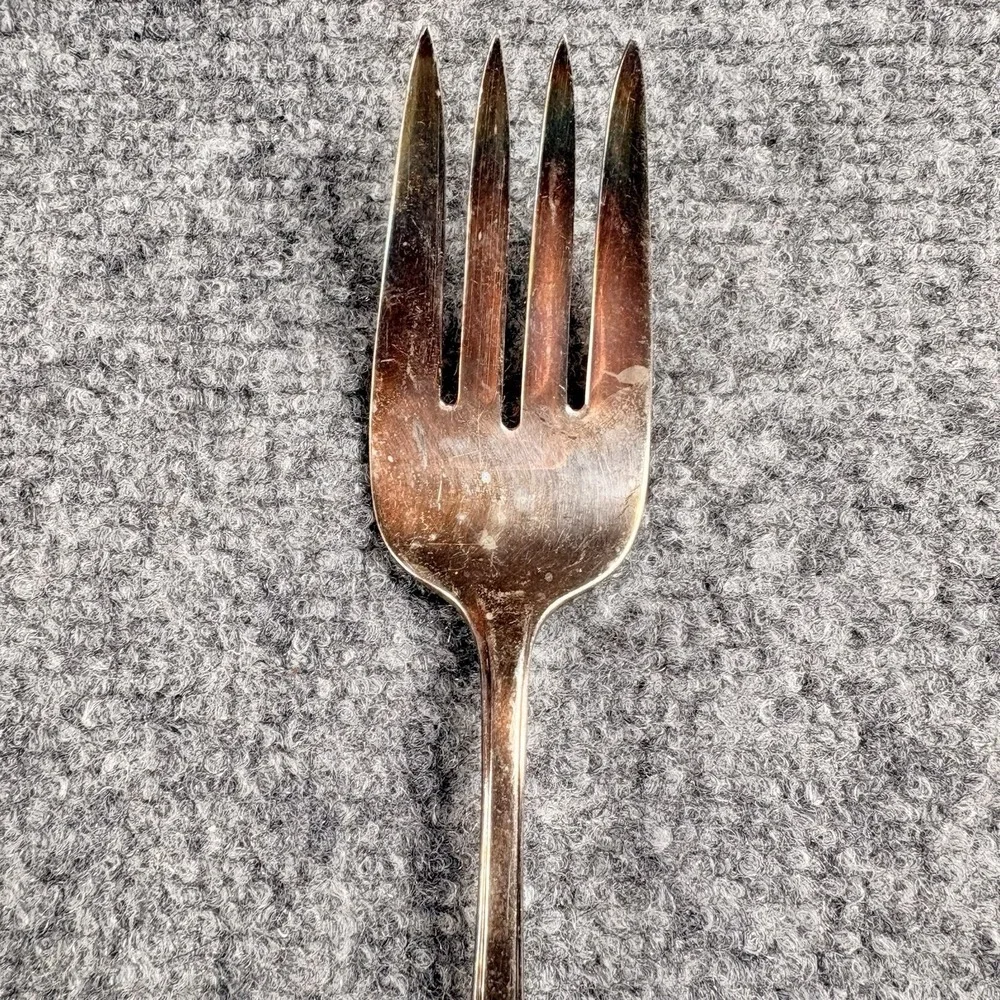 2 Vintage International Silver Radiance Meat Serving Fork Crown Silverplate 8.5